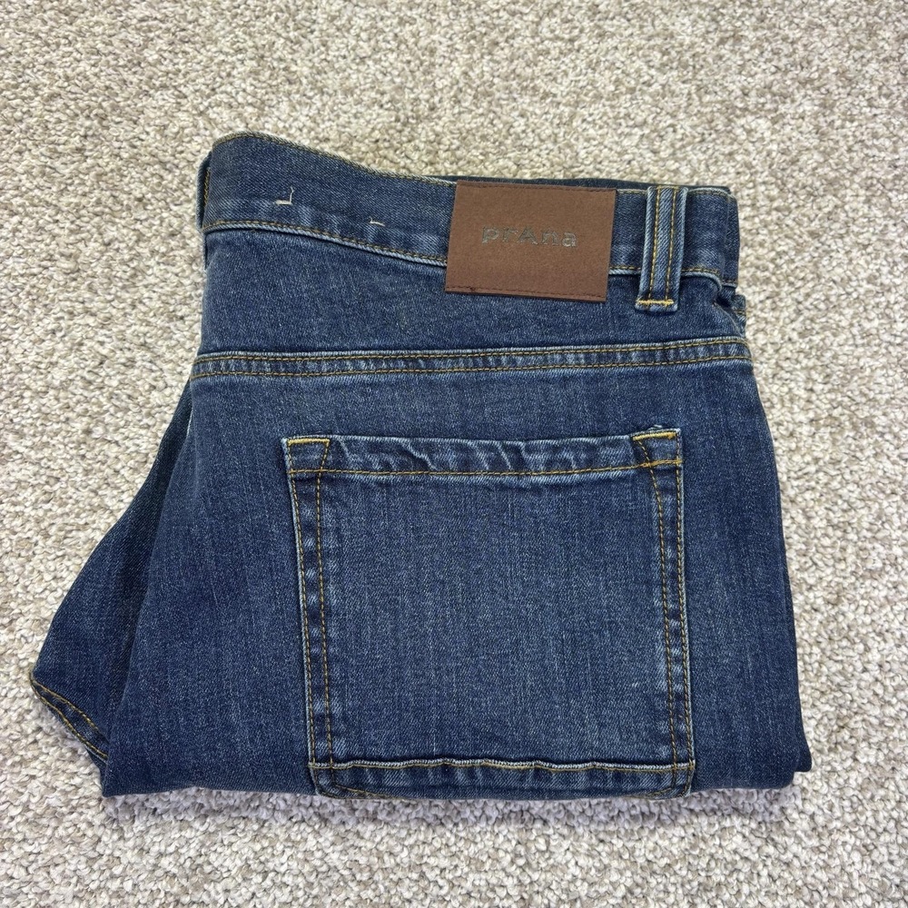 PrAna Straight Fit Jeans Mens 34x32 Blue Medium Wash Straight Denim Pants